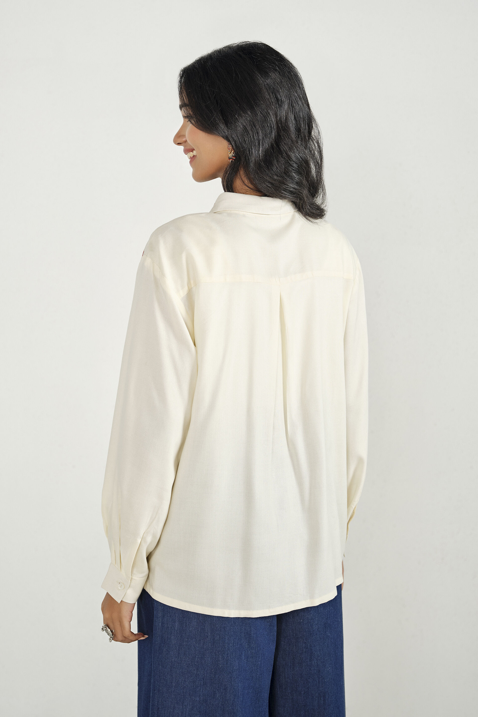 Off-White Embroidered Boxy Shirt, Off White, image 6